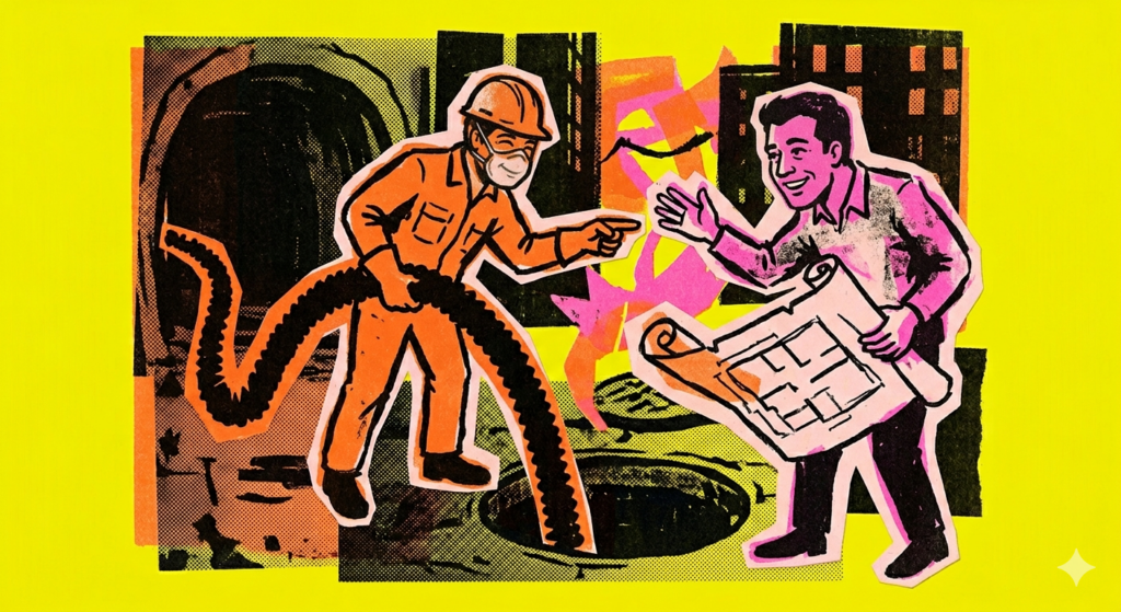 Das Bild zeigt einen Handwerker und einen Kunden im Gespräch. Das Bild soll das Thema Beratung visuell veranschaulichen